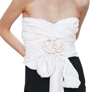 NEW WITH TAGS Draped Crop Bridal Wedding White Top